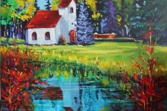 Dagmar Danish church Acrylic 16 x 20 Commission